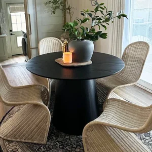 Lanieya 42" Solid Oak Round Pedestal Dining Table